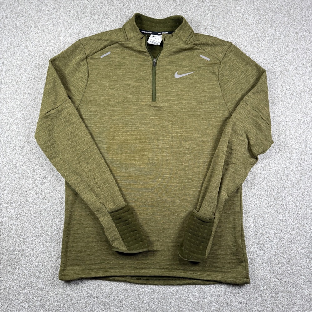Nike Therma-FIT Running 1/4 Zip Mens Small Olive Green DD5662-326 Pullover - Picture 2 of 7